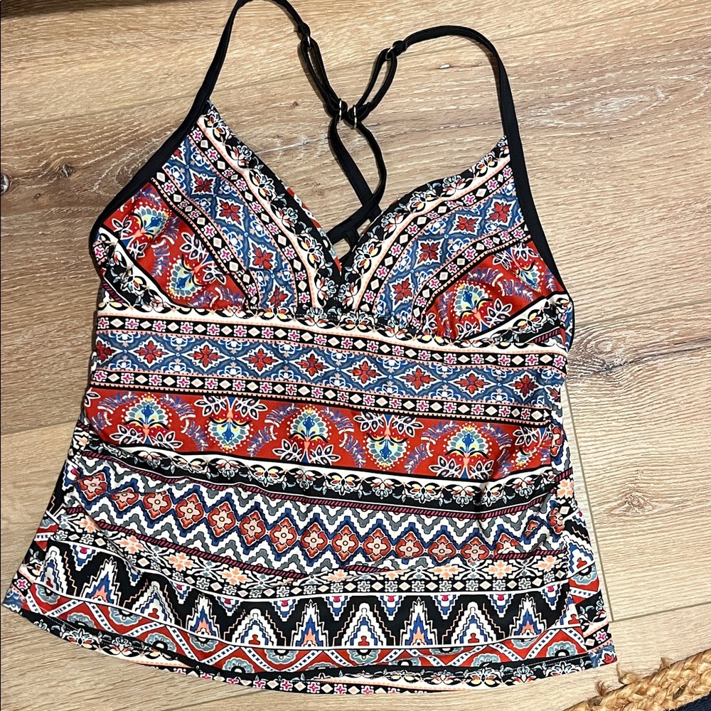 Kona Sol Multicolor Patterned Bikini Top